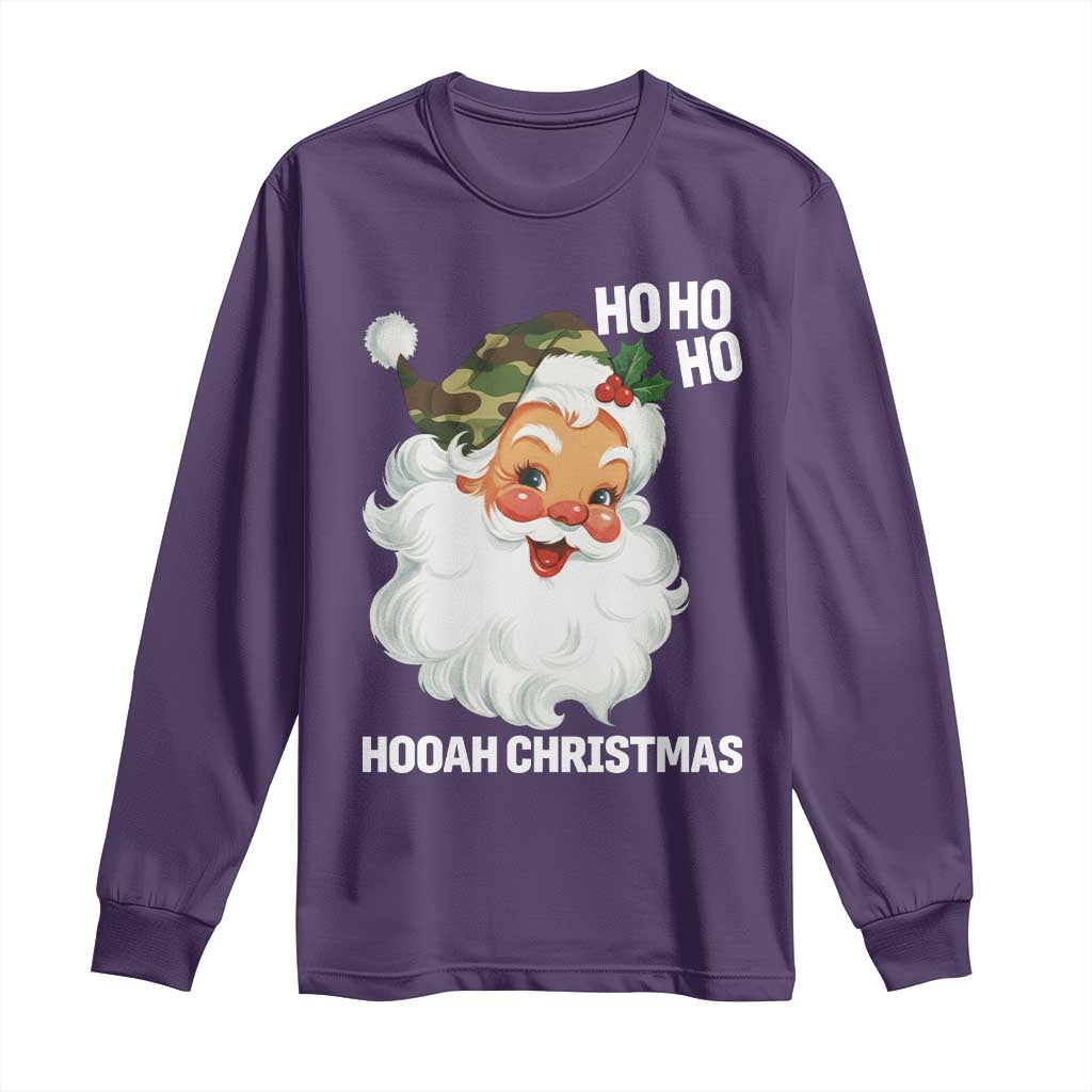 Camo Santa Christmas Long Sleeve Shirt Ho Ho Ho Hooah Christmas TS14 Purple Print Your Wear