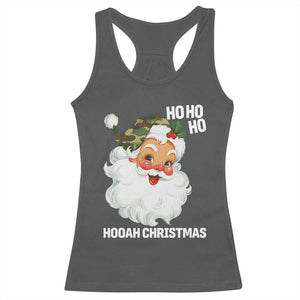 Camo Santa Christmas Racerback Tank Top Ho Ho Ho Hooah Christmas TS14 Dark Heather Print Your Wear
