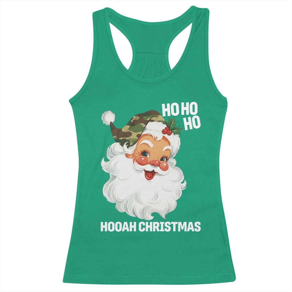 Camo Santa Christmas Racerback Tank Top Ho Ho Ho Hooah Christmas TS14 Irish Green Print Your Wear