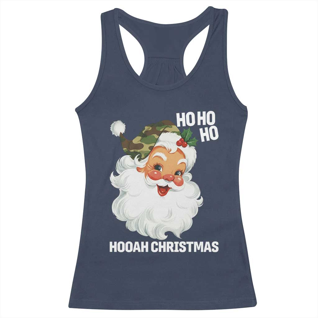 Camo Santa Christmas Racerback Tank Top Ho Ho Ho Hooah Christmas TS14 Navy Print Your Wear