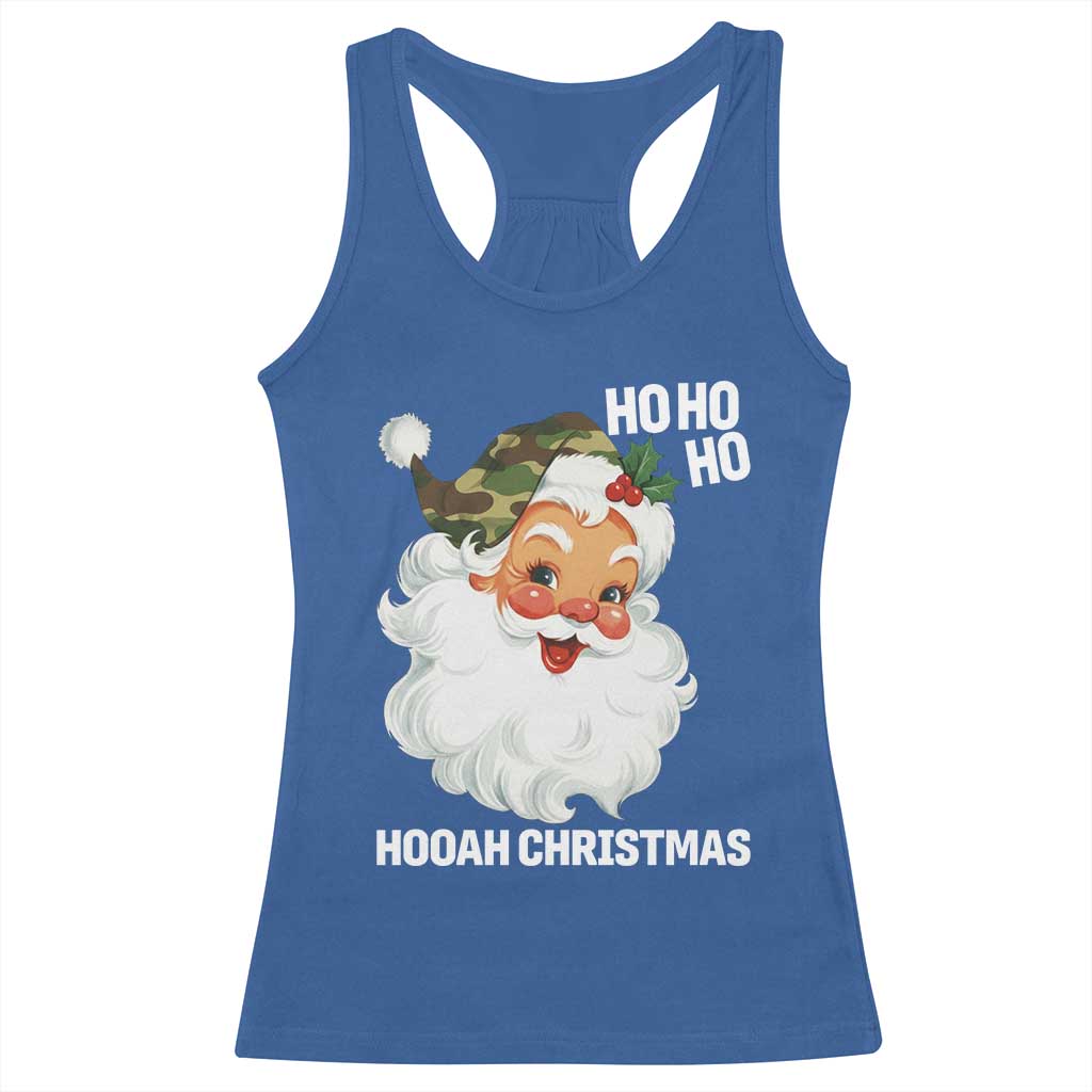 Camo Santa Christmas Racerback Tank Top Ho Ho Ho Hooah Christmas TS14 Royal Blue Print Your Wear