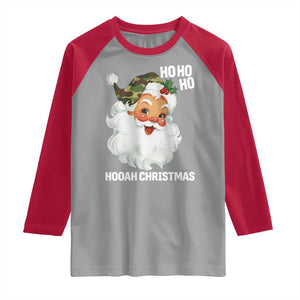 Camo Santa Christmas Raglan Shirt Ho Ho Ho Hooah Christmas TS14 Sport Gray Red Print Your Wear