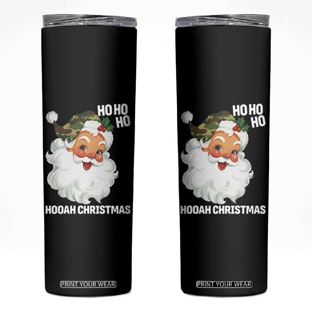 Camo Santa Christmas Skinny Tumbler Ho Ho Ho Hooah Christmas TS14 Black Print Your Wear