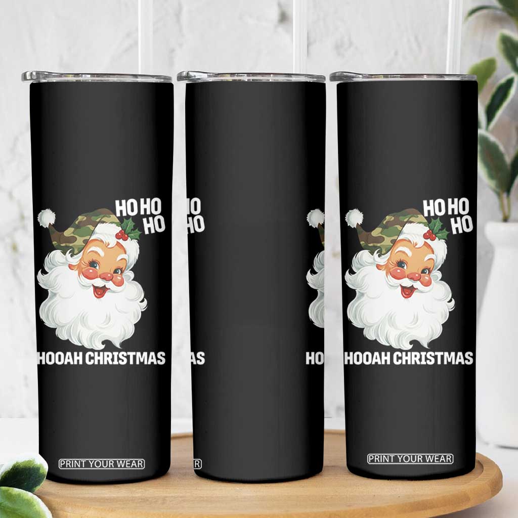 Camo Santa Christmas Skinny Tumbler Ho Ho Ho Hooah Christmas TS14 Print Your Wear