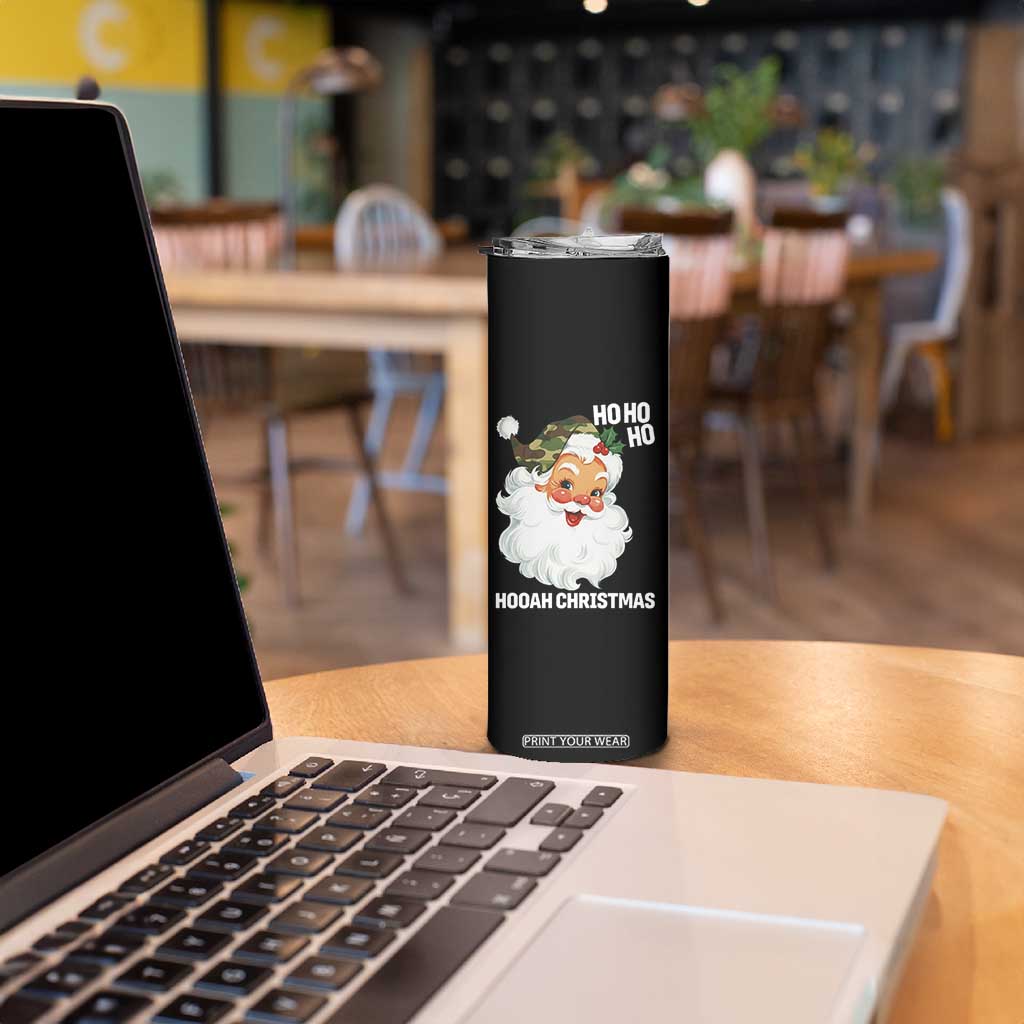 Camo Santa Christmas Skinny Tumbler Ho Ho Ho Hooah Christmas TS14 Print Your Wear