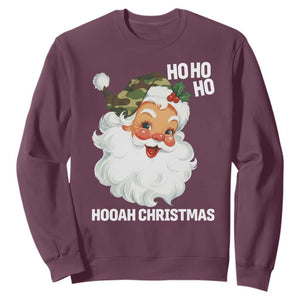 Camo Santa Christmas Sweatshirt Ho Ho Ho Hooah Christmas TS14 Maroon Print Your Wear