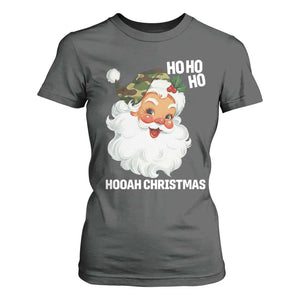 Camo Santa Christmas T Shirt For Women Ho Ho Ho Hooah Christmas TS14 Dark Heather Print Your Wear