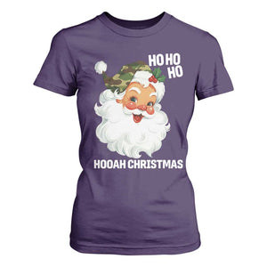 Camo Santa Christmas T Shirt For Women Ho Ho Ho Hooah Christmas TS14 Purple Print Your Wear