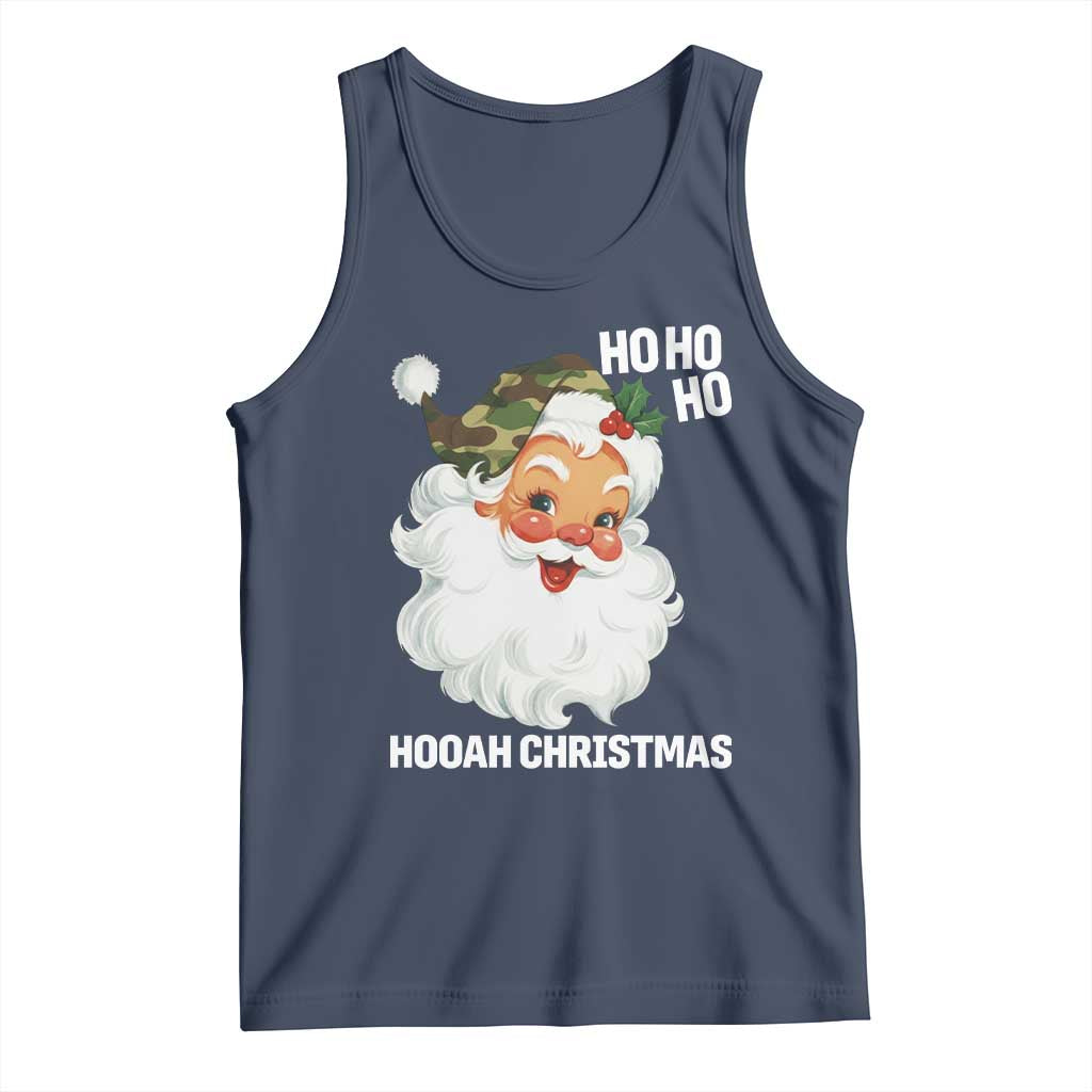 Camo Santa Christmas Tank Top Ho Ho Ho Hooah Christmas TS14 Navy Print Your Wear