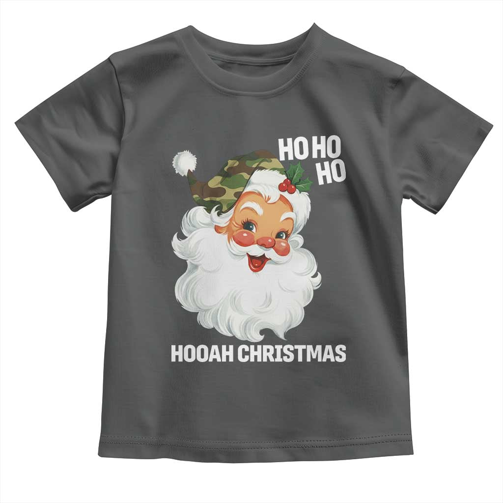 Camo Santa Christmas Toddler T Shirt Ho Ho Ho Hooah Christmas TS14 Dark Heather Print Your Wear