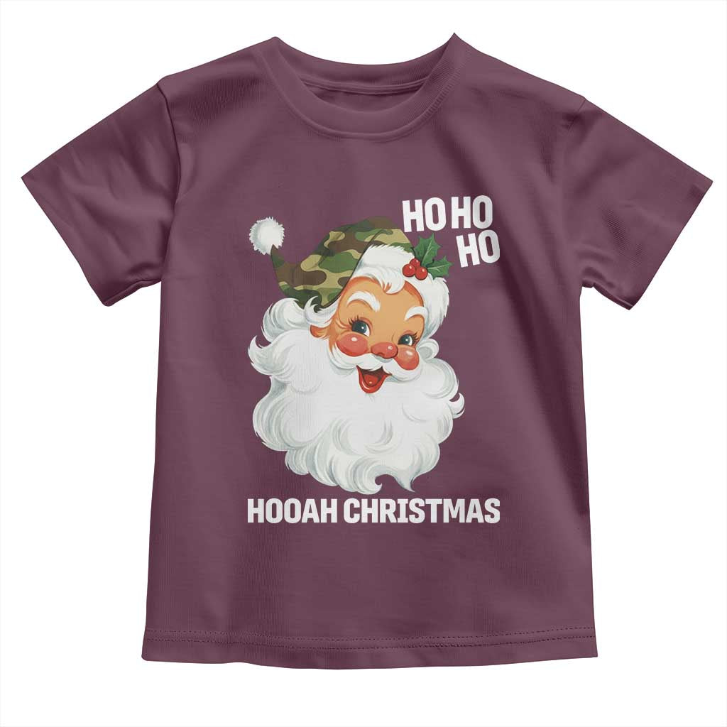 Camo Santa Christmas Toddler T Shirt Ho Ho Ho Hooah Christmas TS14 Maroon Print Your Wear
