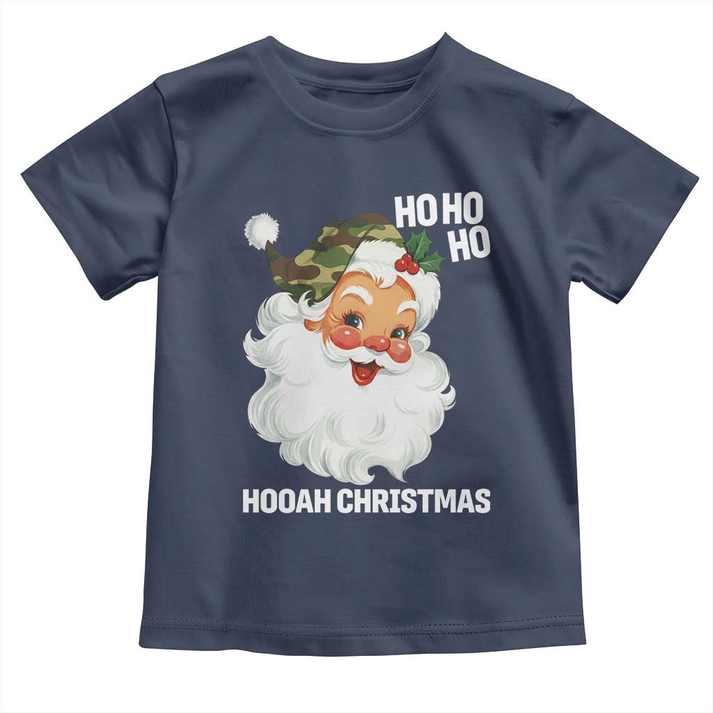 Camo Santa Christmas Toddler T Shirt Ho Ho Ho Hooah Christmas TS14 Navy Print Your Wear