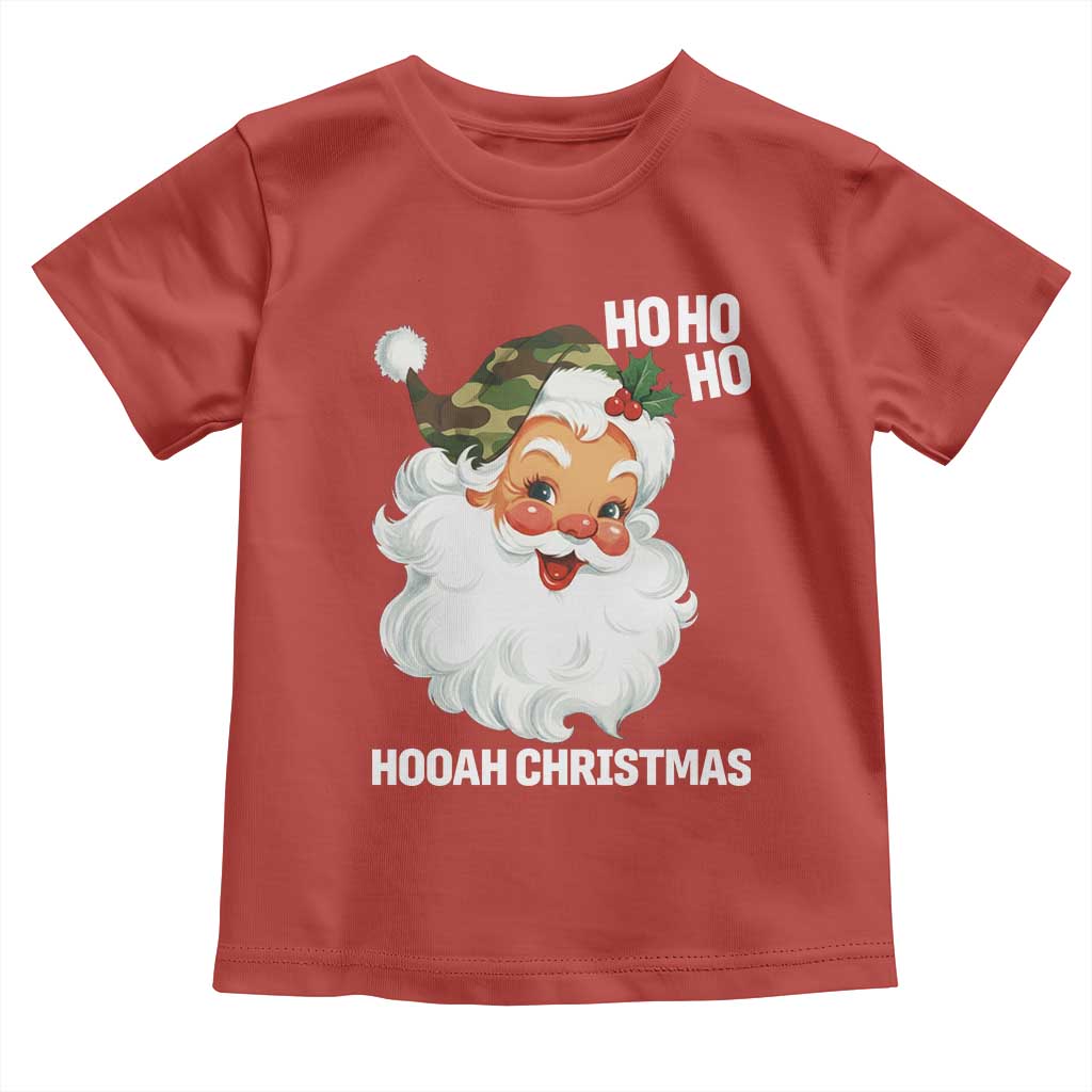 Camo Santa Christmas Toddler T Shirt Ho Ho Ho Hooah Christmas TS14 Red Print Your Wear