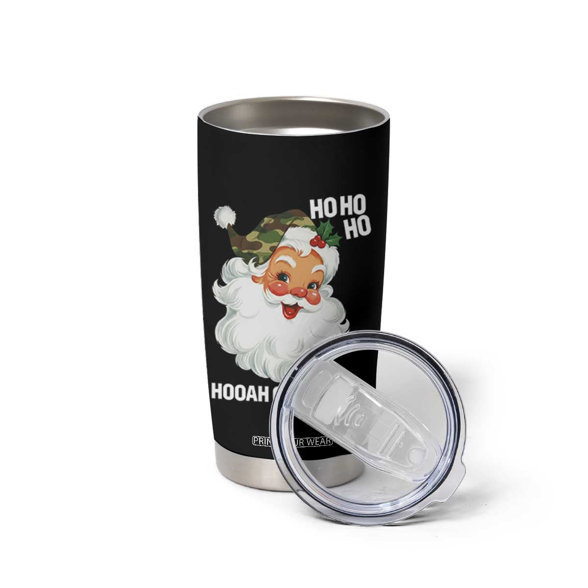 Camo Santa Christmas Tumbler Cup Ho Ho Ho Hooah Christmas TS14 Print Your Wear