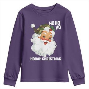 Camo Santa Christmas Youth Sweatshirt Ho Ho Ho Hooah Christmas TS14 Purple Print Your Wear