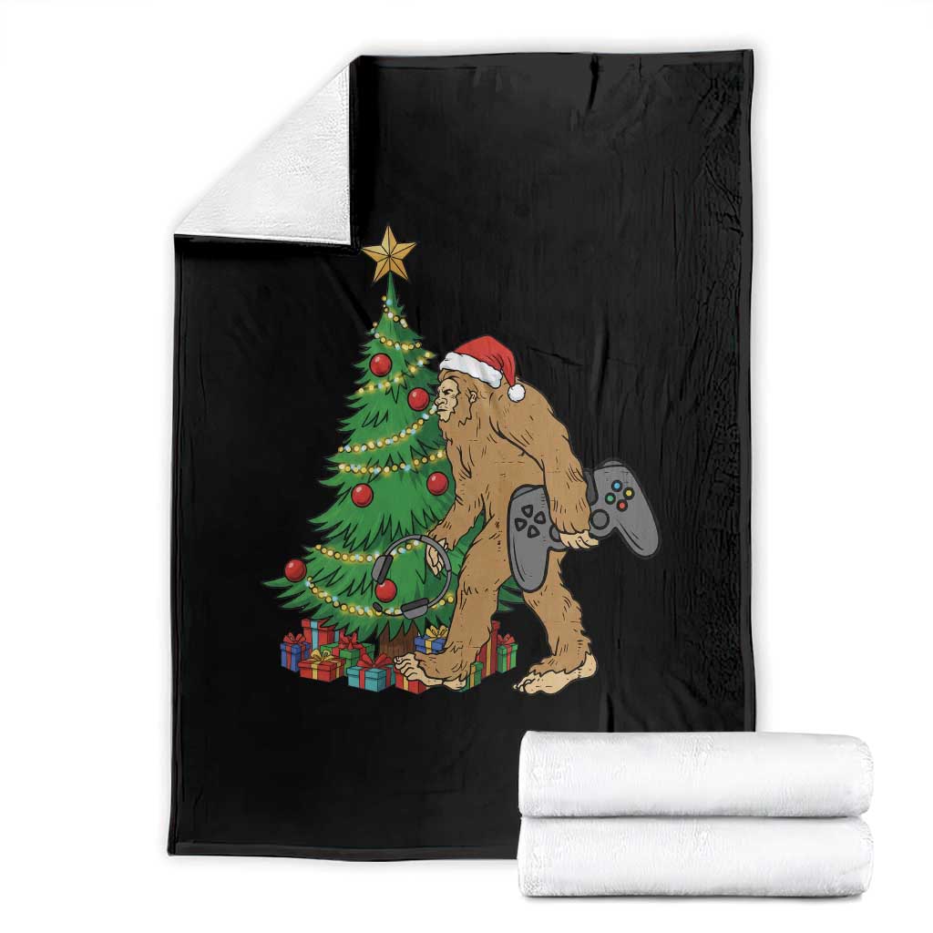 Bigfoot Gamer Christmas Throw Blanket Funny Sasquatch Gaming Xmas TS14 Black Print Your Wear