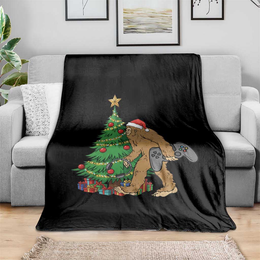 Bigfoot Gamer Christmas Throw Blanket Funny Sasquatch Gaming Xmas TS14 Print Your Wear