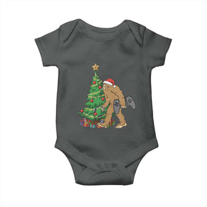 Bigfoot Gamer Christmas Baby Onesie Funny Sasquatch Gaming Xmas TS14 Dark Heather Print Your Wear