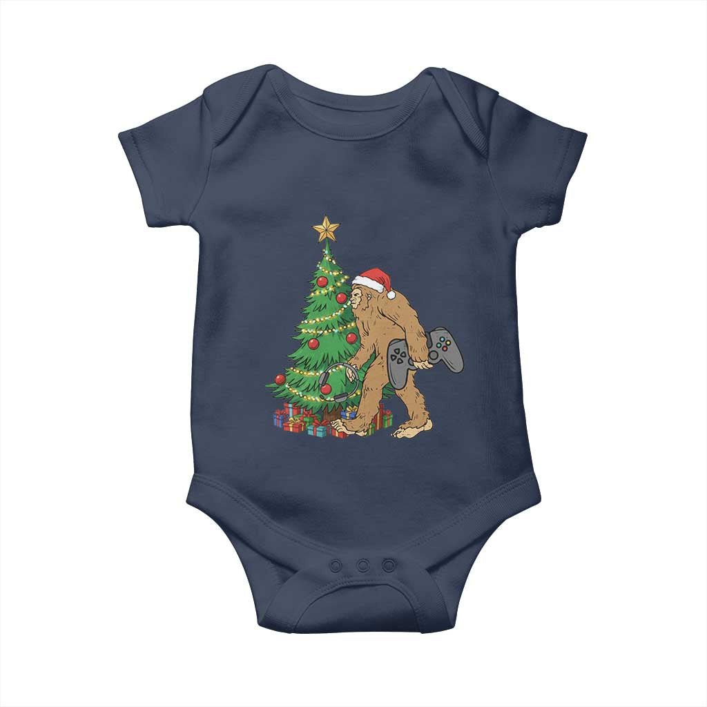 Bigfoot Gamer Christmas Baby Onesie Funny Sasquatch Gaming Xmas TS14 Navy Print Your Wear