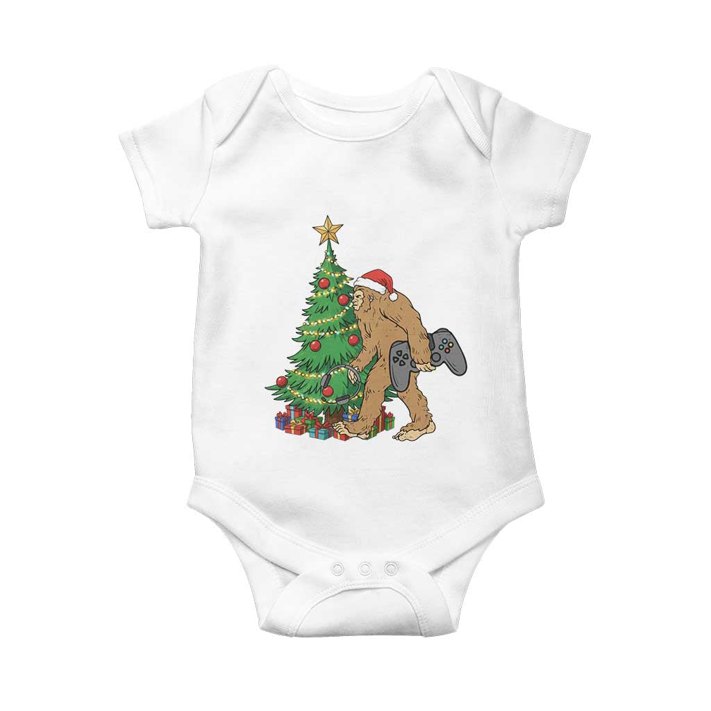 Bigfoot Gamer Christmas Baby Onesie Funny Sasquatch Gaming Xmas TS14 White Print Your Wear