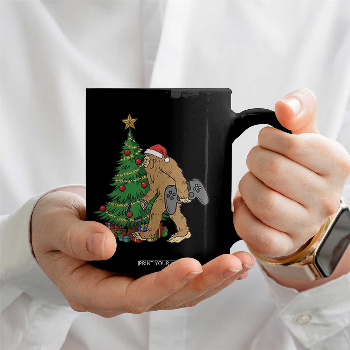 Bigfoot Gamer Christmas Coffee Mug Funny Sasquatch Gaming Xmas TS14 Print Your Wear