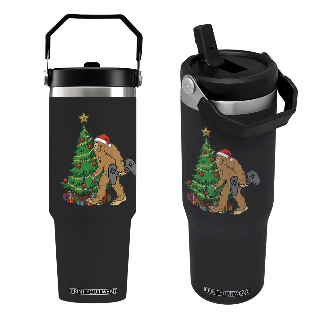Bigfoot Gamer Christmas Flip Straw Tumbler Funny Sasquatch Gaming Xmas TS14 One Size: 30 oz Black Print Your Wear