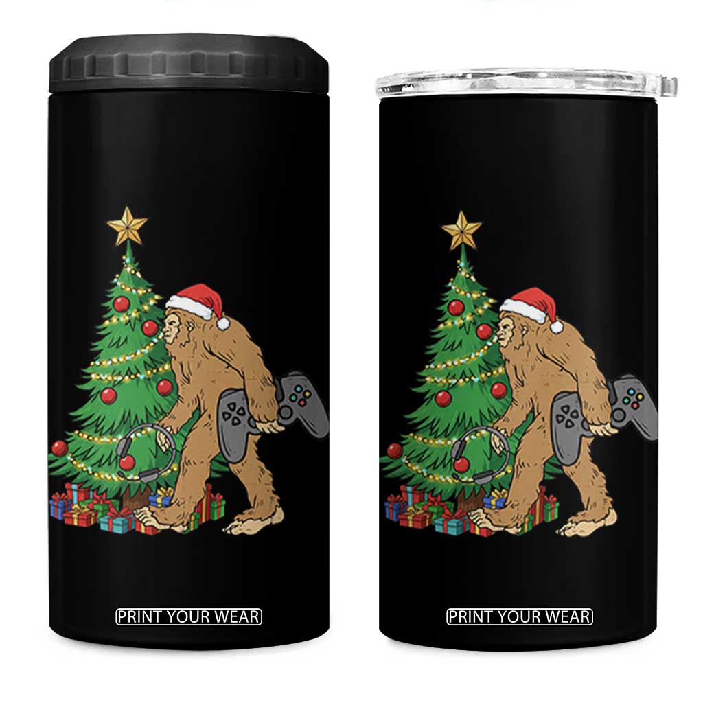 Bigfoot Gamer Christmas 4 in 1 Can Cooler Tumbler Funny Sasquatch Gaming Xmas TS14 One Size: 16 oz Black Print Your Wear