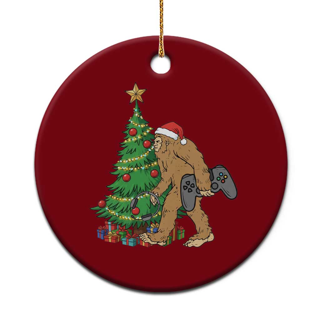 Bigfoot Gamer Christmas Ceramic Ornament Funny Sasquatch Gaming Xmas TS14 1pc Red Print Your Wear