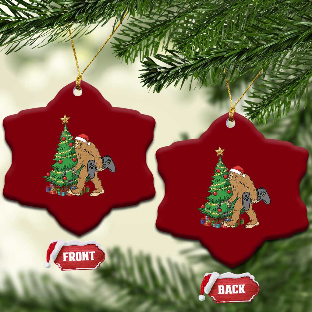 Bigfoot Gamer Christmas Ceramic Ornament Funny Sasquatch Gaming Xmas TS14 Print Your Wear