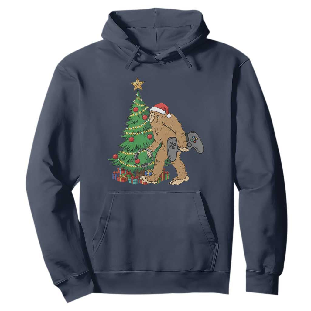 Bigfoot Gamer Christmas Hoodie Funny Sasquatch Gaming Xmas TS14 Navy Print Your Wear