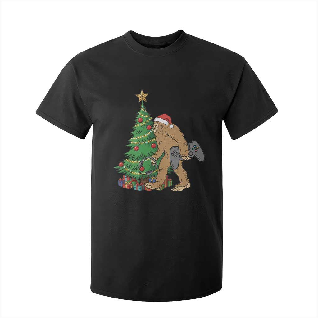 Bigfoot Gamer Christmas T Shirt For Kid Funny Sasquatch Gaming Xmas TS14 Black Print Your Wear