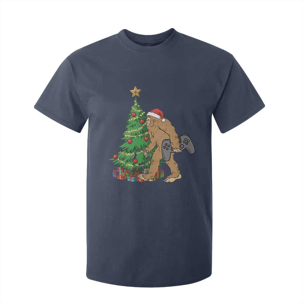 Bigfoot Gamer Christmas T Shirt For Kid Funny Sasquatch Gaming Xmas TS14 Navy Print Your Wear