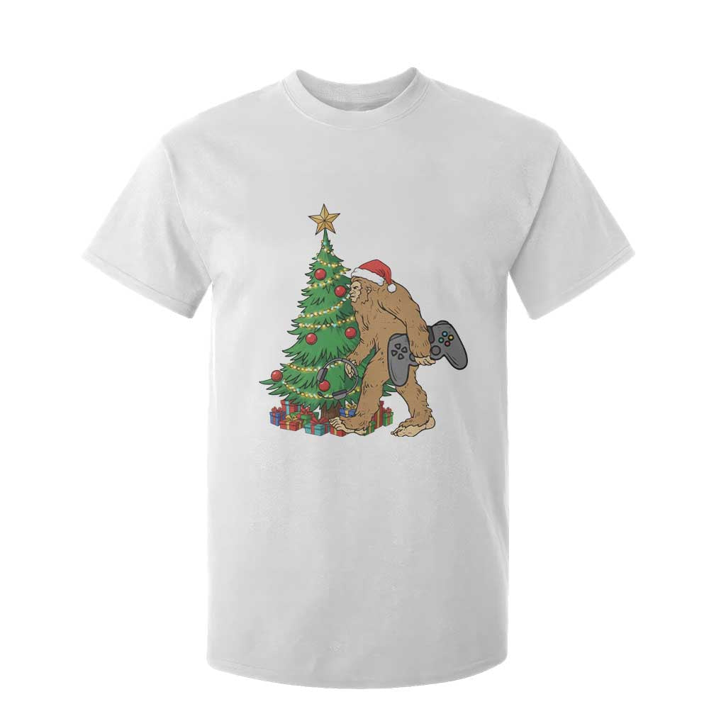 Bigfoot Gamer Christmas T Shirt For Kid Funny Sasquatch Gaming Xmas TS14 White Print Your Wear