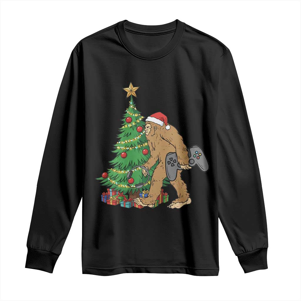 Bigfoot Gamer Christmas Long Sleeve Shirt Funny Sasquatch Gaming Xmas TS14 Black Print Your Wear