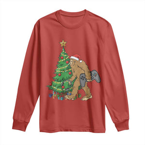 Bigfoot Gamer Christmas Long Sleeve Shirt Funny Sasquatch Gaming Xmas TS14 Red Print Your Wear
