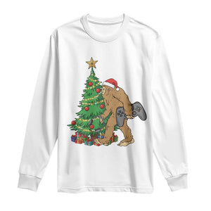 Bigfoot Gamer Christmas Long Sleeve Shirt Funny Sasquatch Gaming Xmas TS14 White Print Your Wear