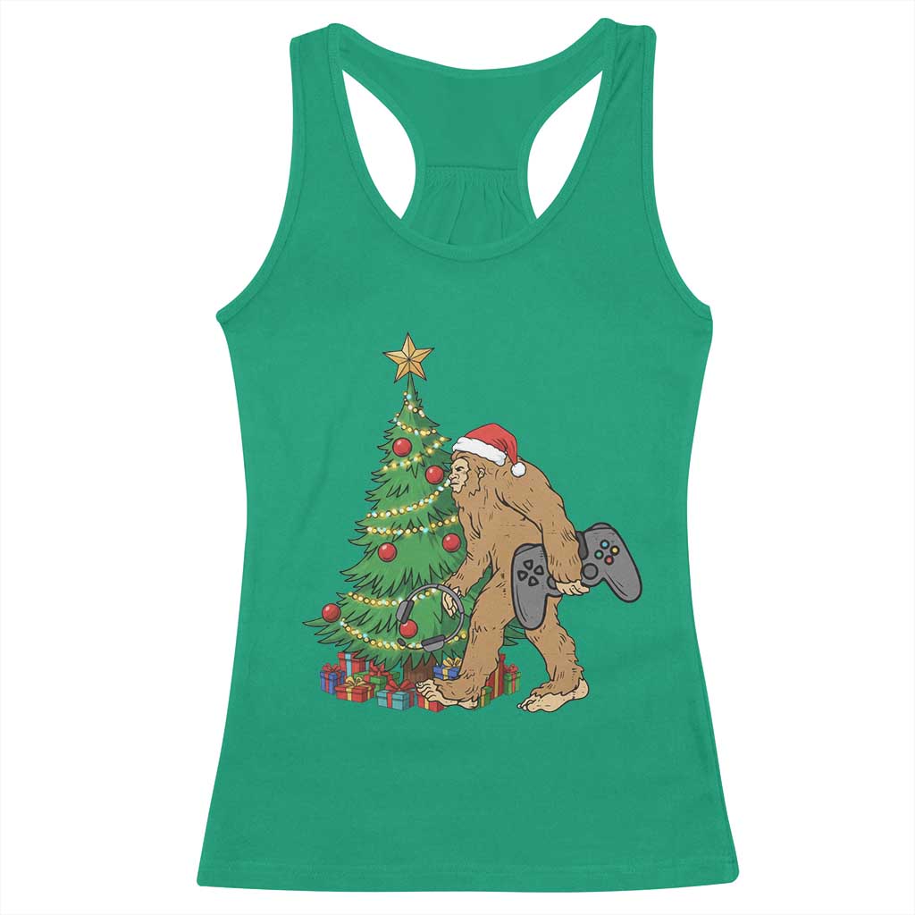 Bigfoot Gamer Christmas Racerback Tank Top Funny Sasquatch Gaming Xmas TS14 Irish Green Print Your Wear
