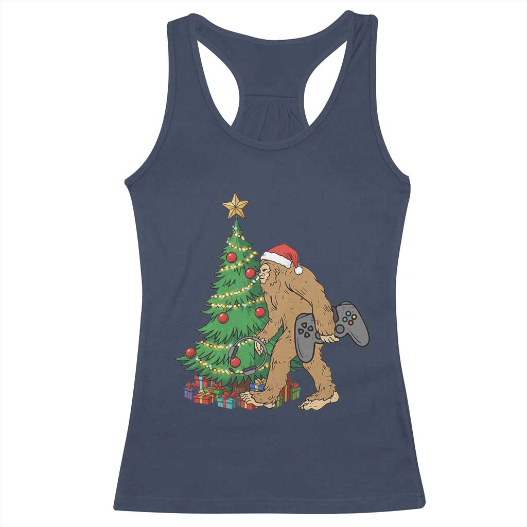 Bigfoot Gamer Christmas Racerback Tank Top Funny Sasquatch Gaming Xmas TS14 Navy Print Your Wear
