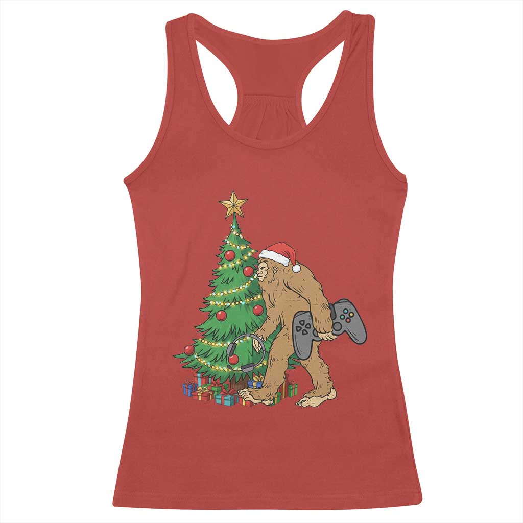 Bigfoot Gamer Christmas Racerback Tank Top Funny Sasquatch Gaming Xmas TS14 Red Print Your Wear