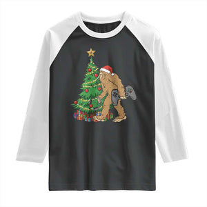 Bigfoot Gamer Christmas Raglan Shirt Funny Sasquatch Gaming Xmas TS14 Black White Print Your Wear
