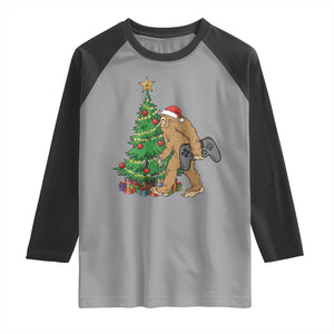 Bigfoot Gamer Christmas Raglan Shirt Funny Sasquatch Gaming Xmas TS14 Sport Gray Black Print Your Wear