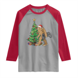 Bigfoot Gamer Christmas Raglan Shirt Funny Sasquatch Gaming Xmas TS14 Sport Gray Red Print Your Wear