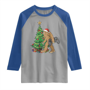 Bigfoot Gamer Christmas Raglan Shirt Funny Sasquatch Gaming Xmas TS14 Sport Gray Royal Print Your Wear