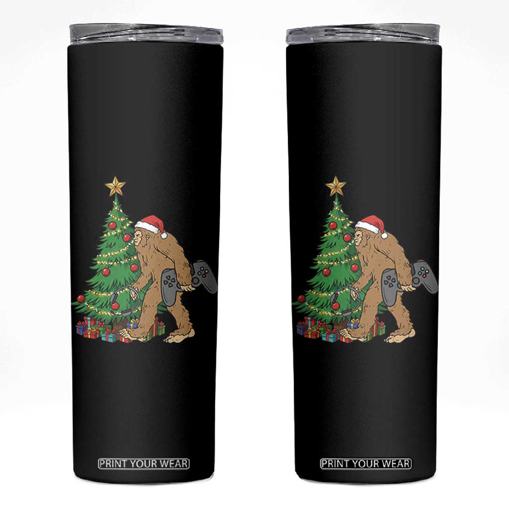 Bigfoot Gamer Christmas Skinny Tumbler Funny Sasquatch Gaming Xmas TS14 Black Print Your Wear