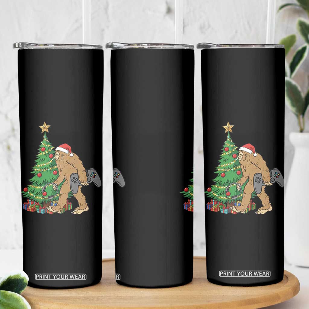 Bigfoot Gamer Christmas Skinny Tumbler Funny Sasquatch Gaming Xmas TS14 Print Your Wear