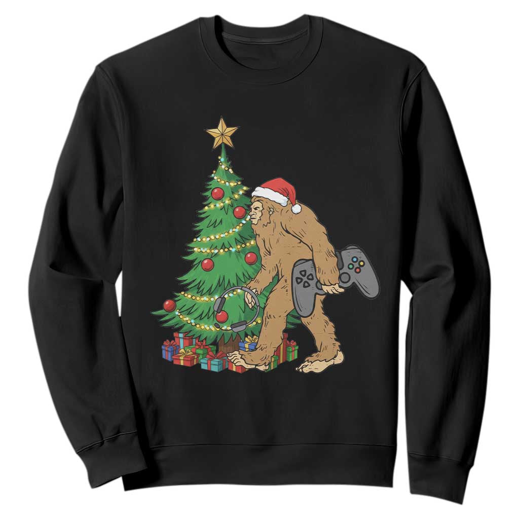 Bigfoot Gamer Christmas Sweatshirt Funny Sasquatch Gaming Xmas TS14 Black Print Your Wear