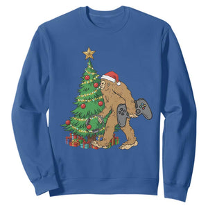 Bigfoot Gamer Christmas Sweatshirt Funny Sasquatch Gaming Xmas TS14 Royal Blue Print Your Wear