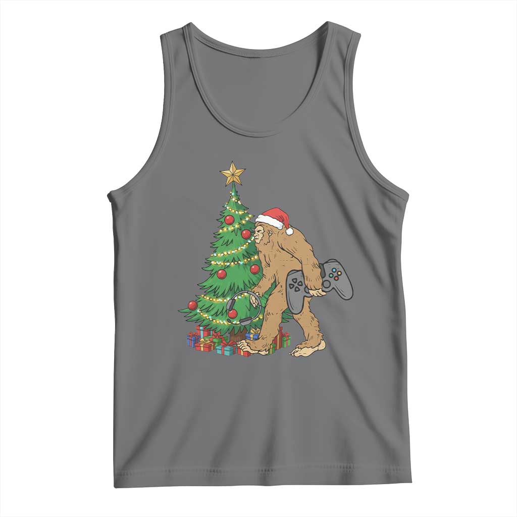 Bigfoot Gamer Christmas Tank Top Funny Sasquatch Gaming Xmas TS14 Black Heather Print Your Wear