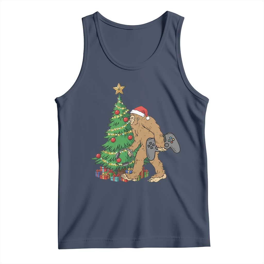 Bigfoot Gamer Christmas Tank Top Funny Sasquatch Gaming Xmas TS14 Navy Print Your Wear