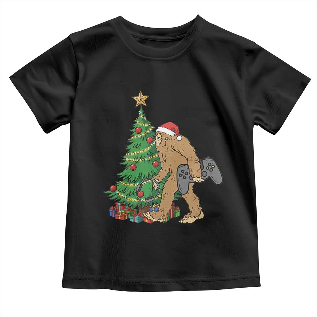 Bigfoot Gamer Christmas Toddler T Shirt Funny Sasquatch Gaming Xmas TS14 Black Print Your Wear